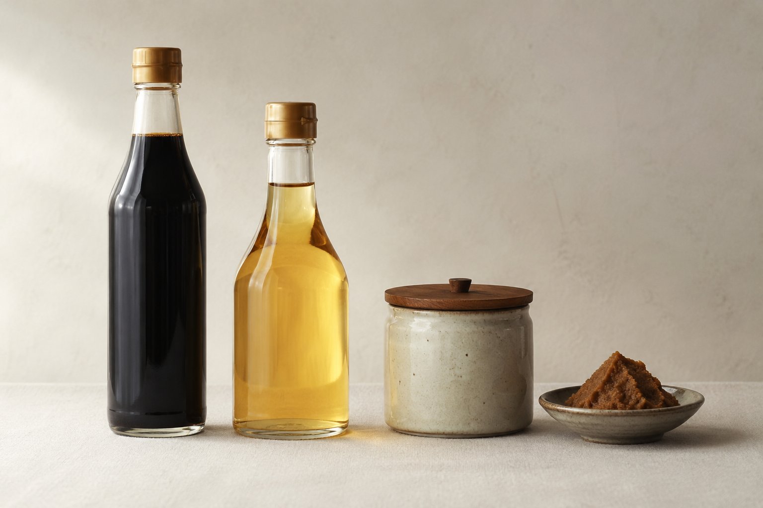 調味料の棚(イメージ)。同じ名前でも中身が違うので、見分けるのは瓶の裏の原材料表示